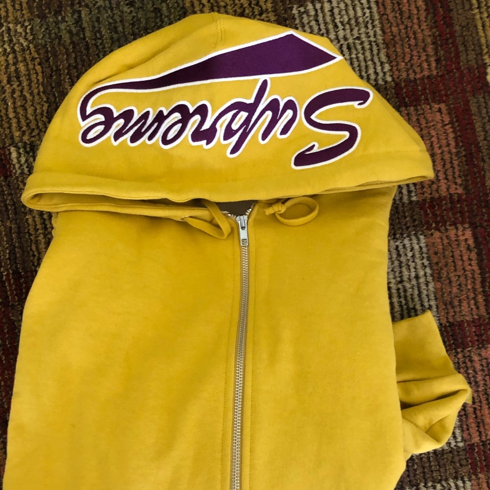 New Supreme fw 18 Mustard Thermal Zip Hoodie sz M